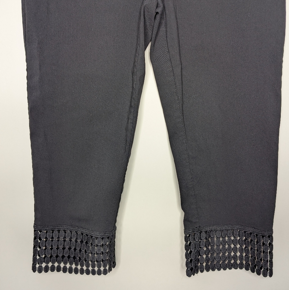 Zac & Rachel Womens Black Pull on Cropped Capris Pants with Ankle Details Size 8 - Picture 4 of 12
